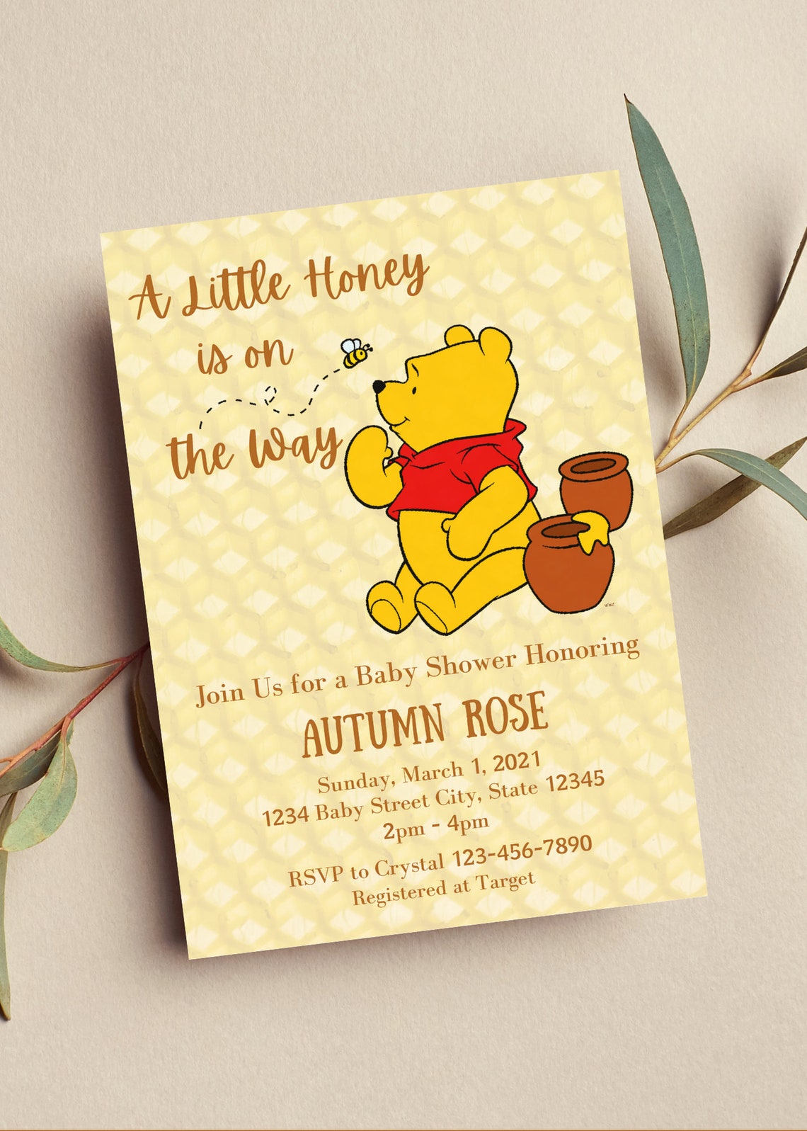 Editable Winnie the Pooh Baby Shower Invitation A Little Etsy