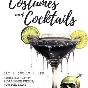 Editable Costumes and Cocktails Invitation Adult Halloween Party ...