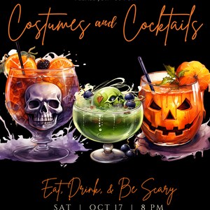 Editable Costumes and Cocktails Invitation, Adult Halloween Party ...