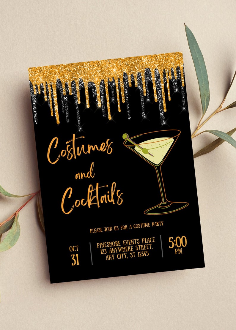 Editable Costumes and Cocktails Invitation Adult Halloween - Etsy