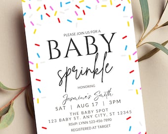 Bearbeitbare Baby Sprinkle-Einladung, geschlechtsneutrale, druckbare oder digitale Einladung