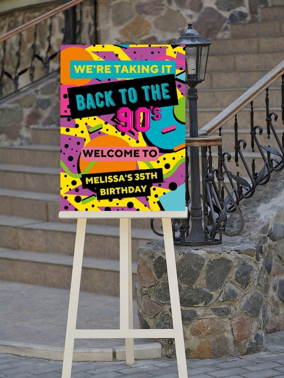 Editable 90s Party Welcome Sign, Back to the 90s, Throwback Party, House Party, Birthday, 90s Theme, Printable