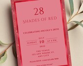 Editable Shades of Red Invitation, Red Birthday Invitation, Print or Digital