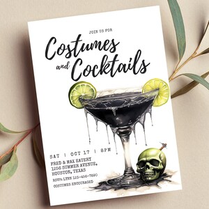 Editable Costumes and Cocktails Invitation Adult Halloween Party ...
