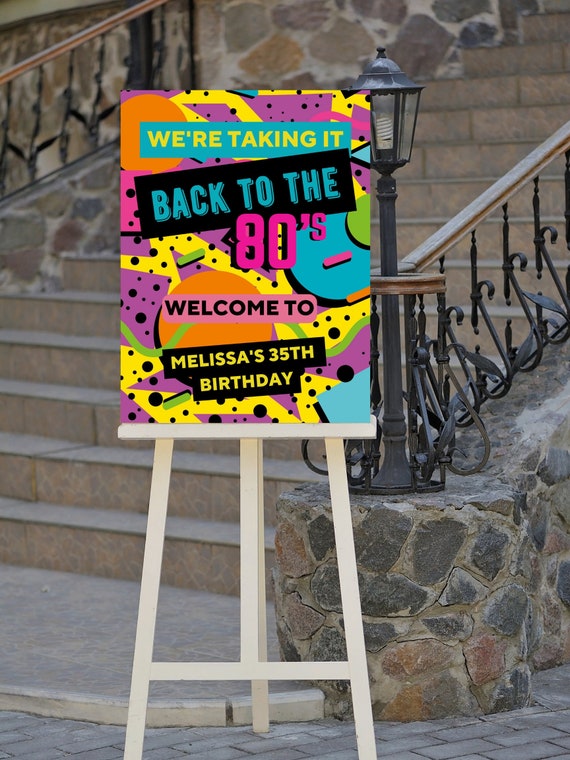 Editable 80s Party Welcome Sign, Back to the 80s, Throwback Party, House Party, Birthday, 80s Theme, Printable