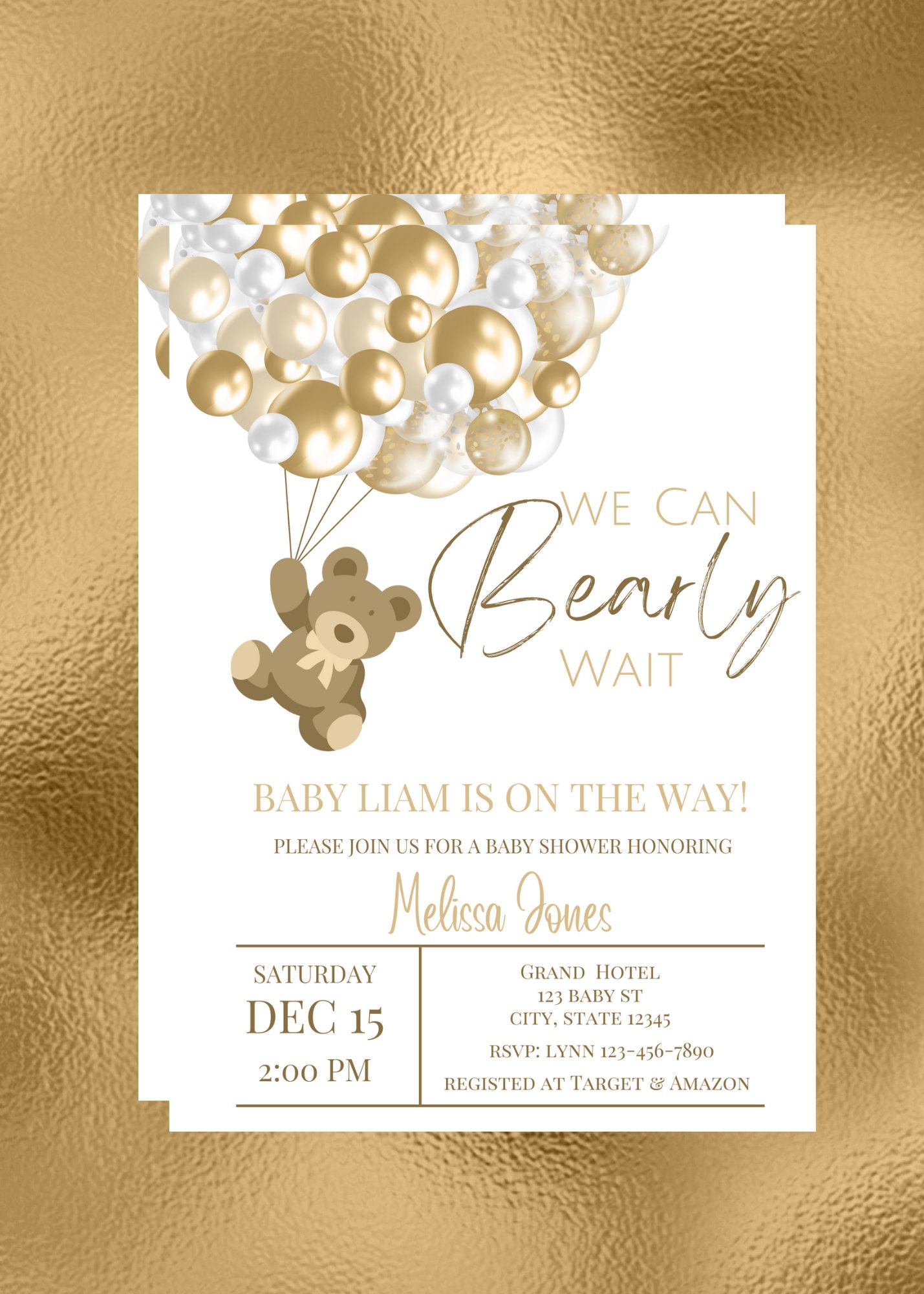 Editable We Can Bearly Wait Baby Shower Invitation Teddy Bear and ...