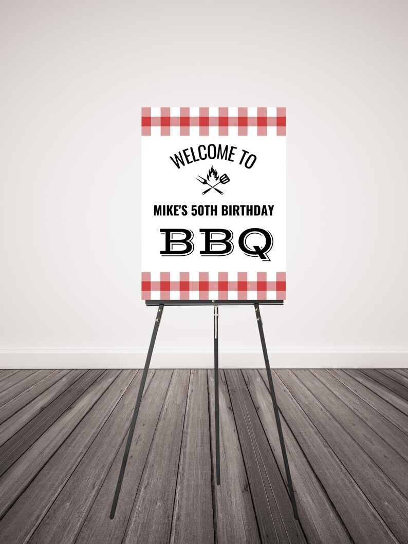Editable Birthday BBQ Welcome Sign, Printable Backyard Cookout Sign ...