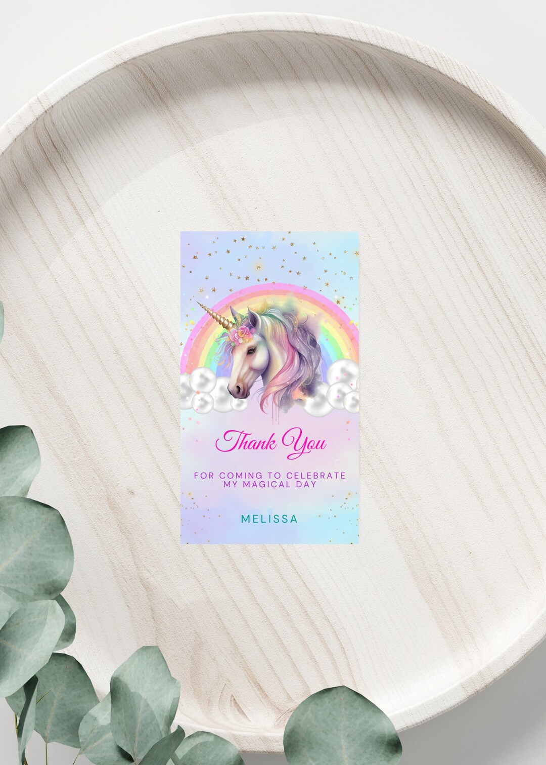 Editable Unicorn Thank You Tag, Birthday Gift Tag, Printable, Instant ...