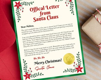 Editable Letter from Santa Template, Printable, Instant Download