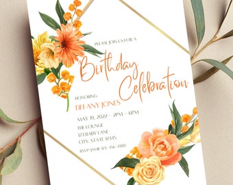 Editable Floral Birthday Invitation | Boho Birthday Invitation | Birthday Invitations | Printable Instant Download