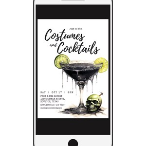 Editable Costumes and Cocktails Invitation Adult Halloween Party ...
