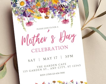 Wildflower Mother's Day Invitation, Editable Brunch Invite (Digital Download)