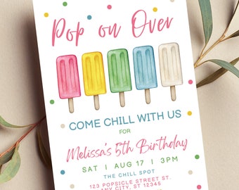 Popsicle Birthday Invitation, Editable Summer Party Invite (Digital Download)