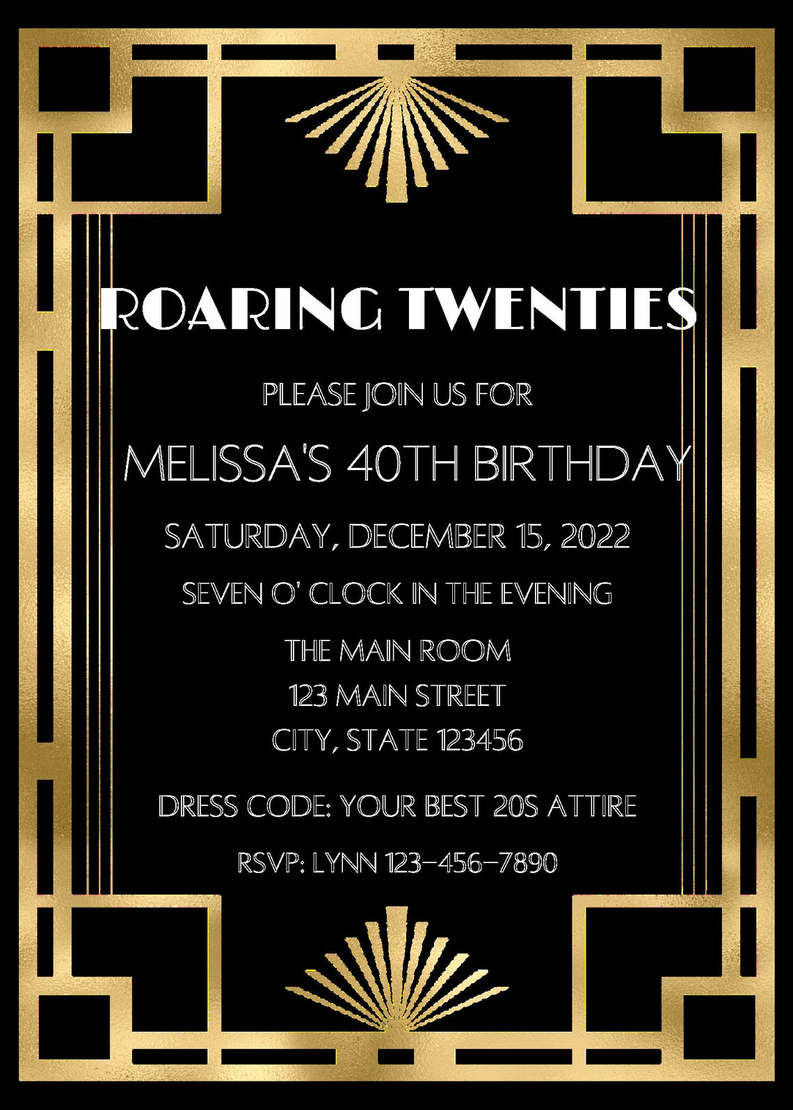 Editable Roaring 20s Invitation Gatsby Invitation Birthday - Etsy