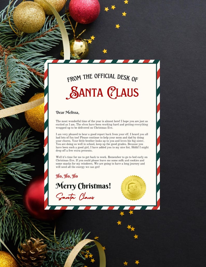 Editable Official Letter From Santa Template, Christmas Printable ...