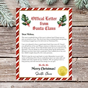 Letter From Santa, Editable Letter From Santa, Printable Santa Letter ...