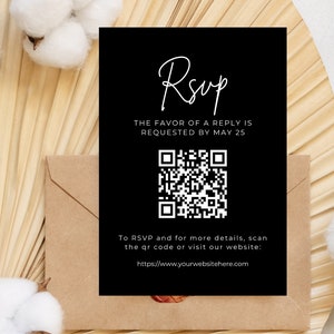 Editable RSVP Card With QR Code Invitation Insert Enclosure Card