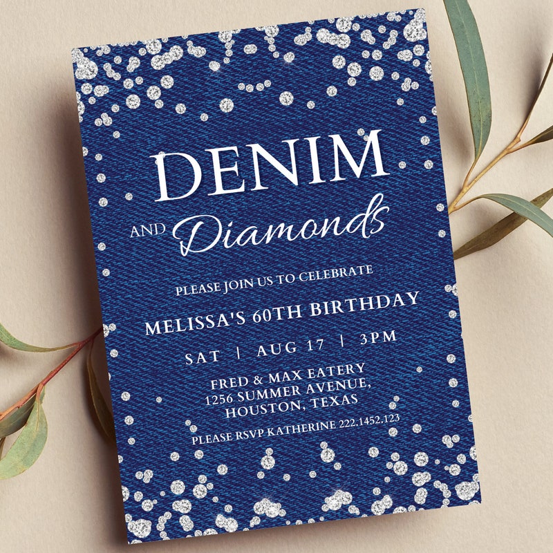 Denim and Diamonds Text - Etsy