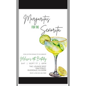 Editable Margarita Birthday Invitation, Margaritas for the Señorita ...