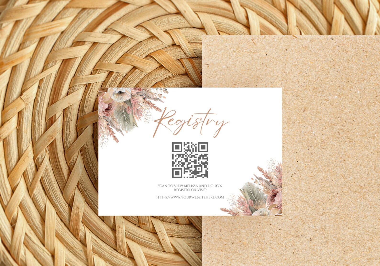 Editable Registry Card With QR Code, Invitation Insert, Enclosure Card ...