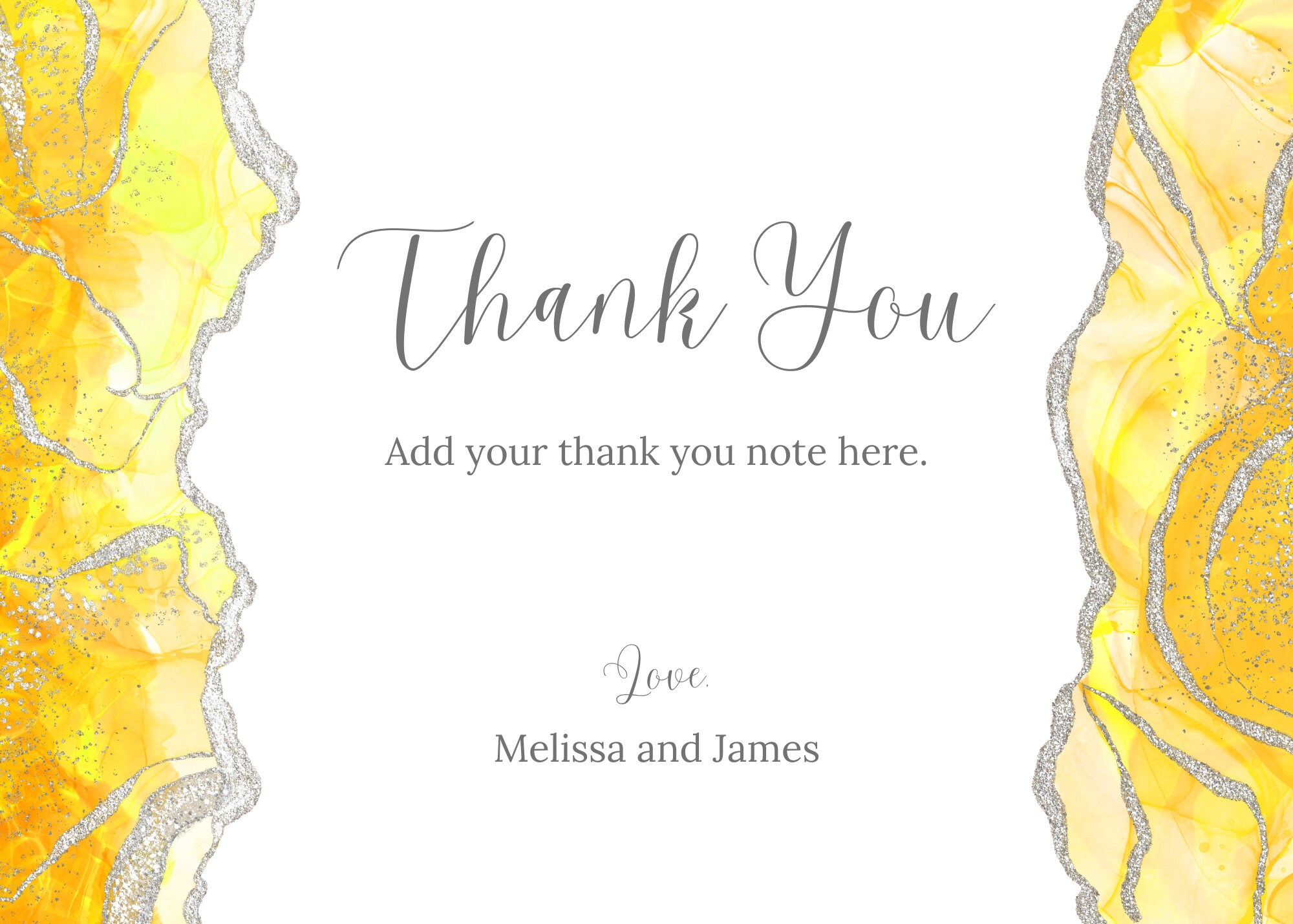 Printable Thank You Card, Yellow and White Thank You Note, Editable ...