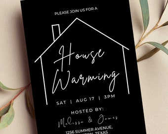 Editable House Warming Invitation, House Warming Party, Modern, Minimalist, Printable or Text Invite