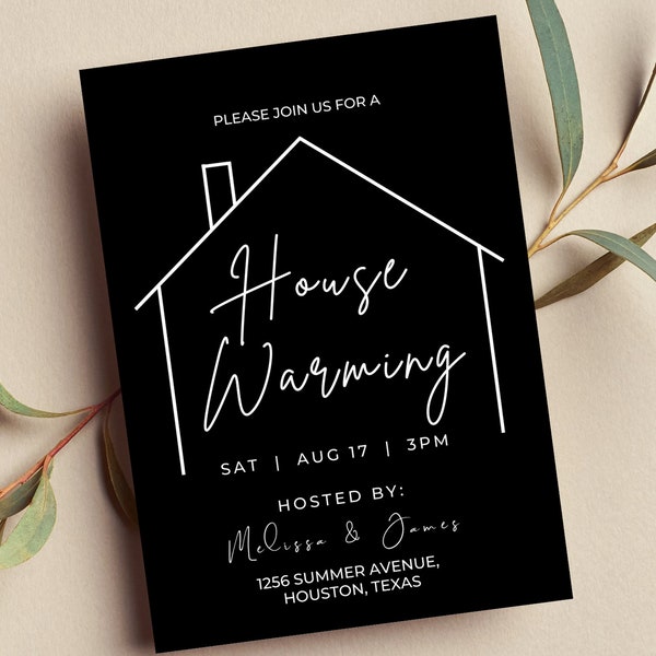 Editable House Warming Invitation, House Warming Party, Modern, Minimalist, Printable or Text Invite