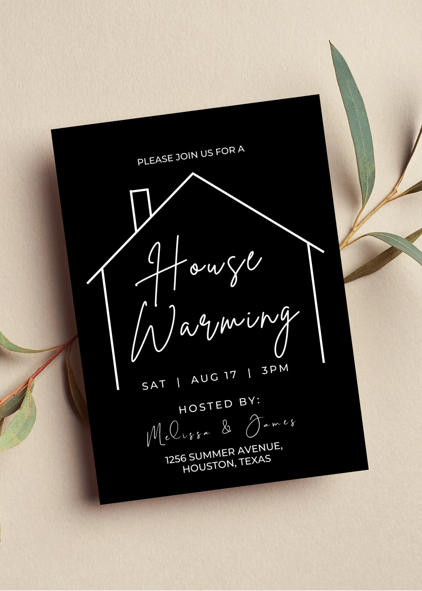 Editable House Warming Invitation, House Warming Party, Modern, Minimalist,  Printable or Text Invite 