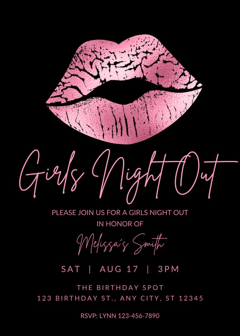 Editable Girls Night Out Invitation Template, Printable Party Invite ...