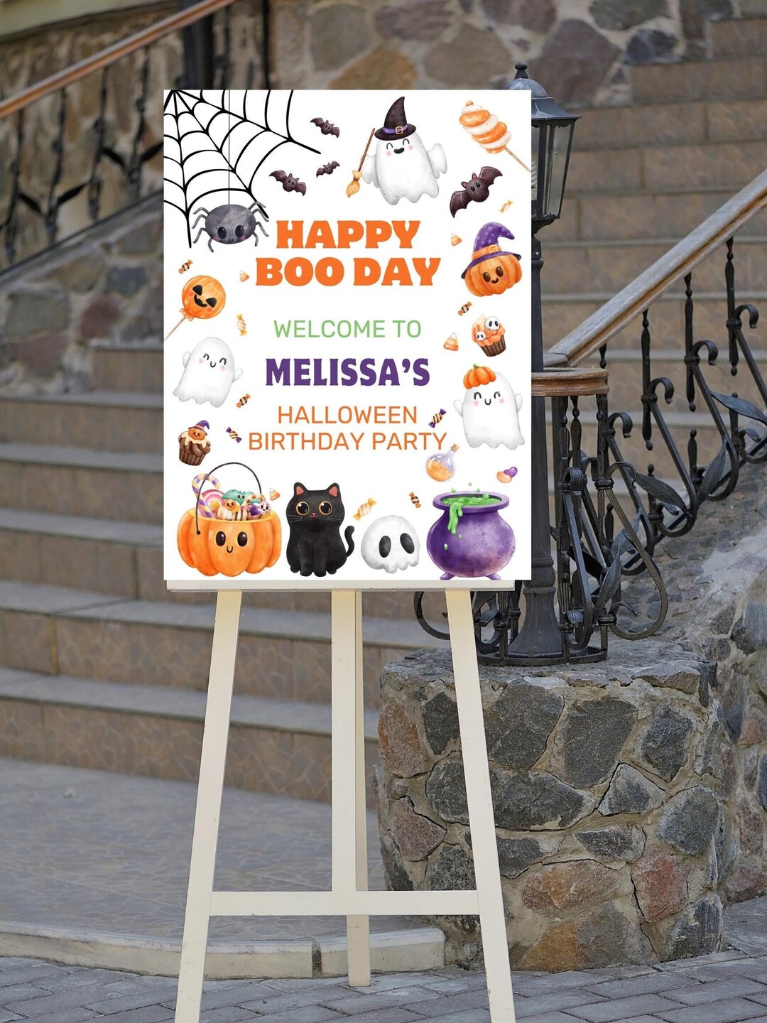 Editable Happy Boo Day Welcome Sign, Halloween Welcome Sign, Halloween ...