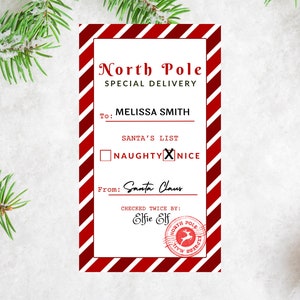 Printable North Pole Special Delivery Tag, Editable, Gift From Santa Tag, Instant Download
