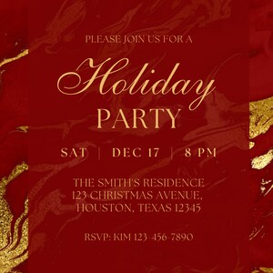 Editable Holiday Party Invitation, Christmas Party Invitation, Red and ...