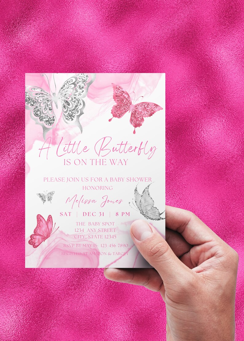 Editable Butterfly Baby Shower Invitation, A Little Butterfly is on the ...