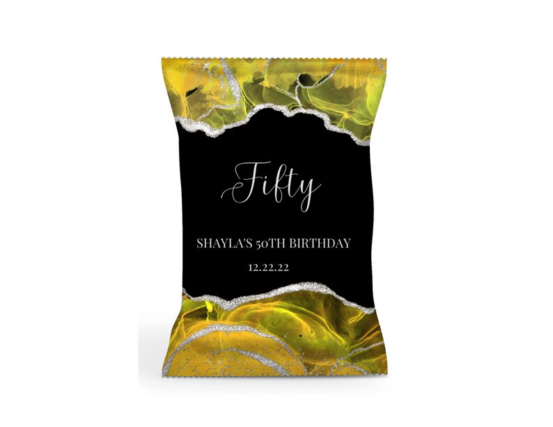Editable Birthday Chip Bag Yellow and Black Chip Bag Party Etsy
