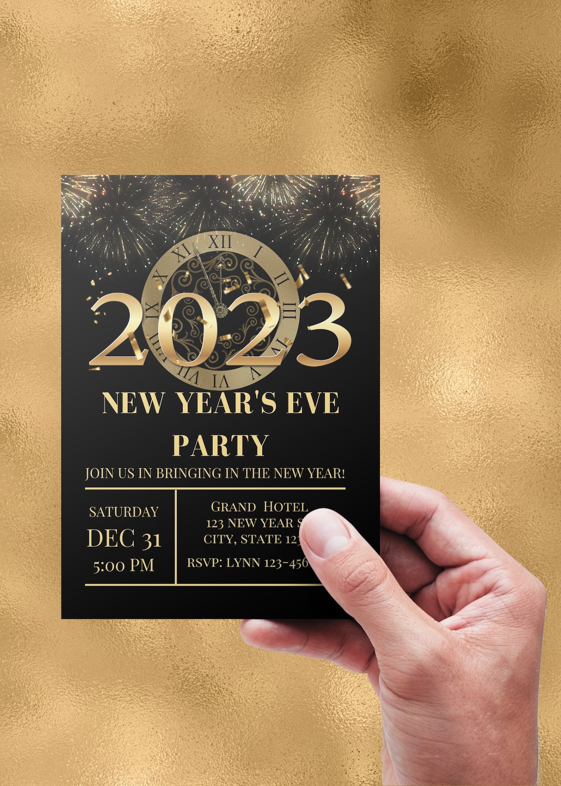 Editable New Years Eve Invitation New Years Party 2023 Black Etsy