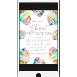 Editable Sweet Celebration Invitation, Ice Cream, Candy, Sweet Shop, Printable or Digital Invite image 2