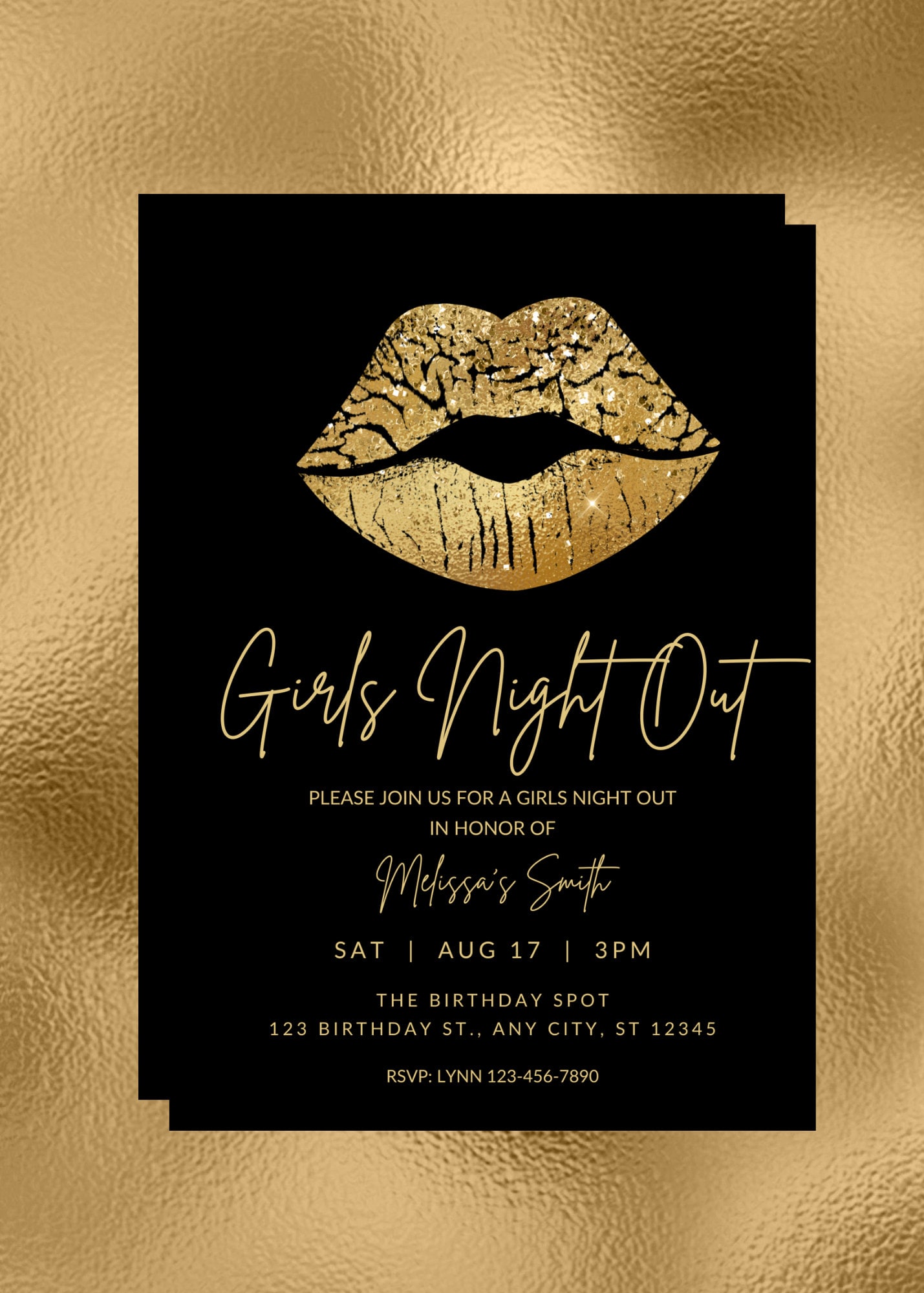 Editable Girls Night Out Invitation, Ladies Night, Girls Night In, Gold ...