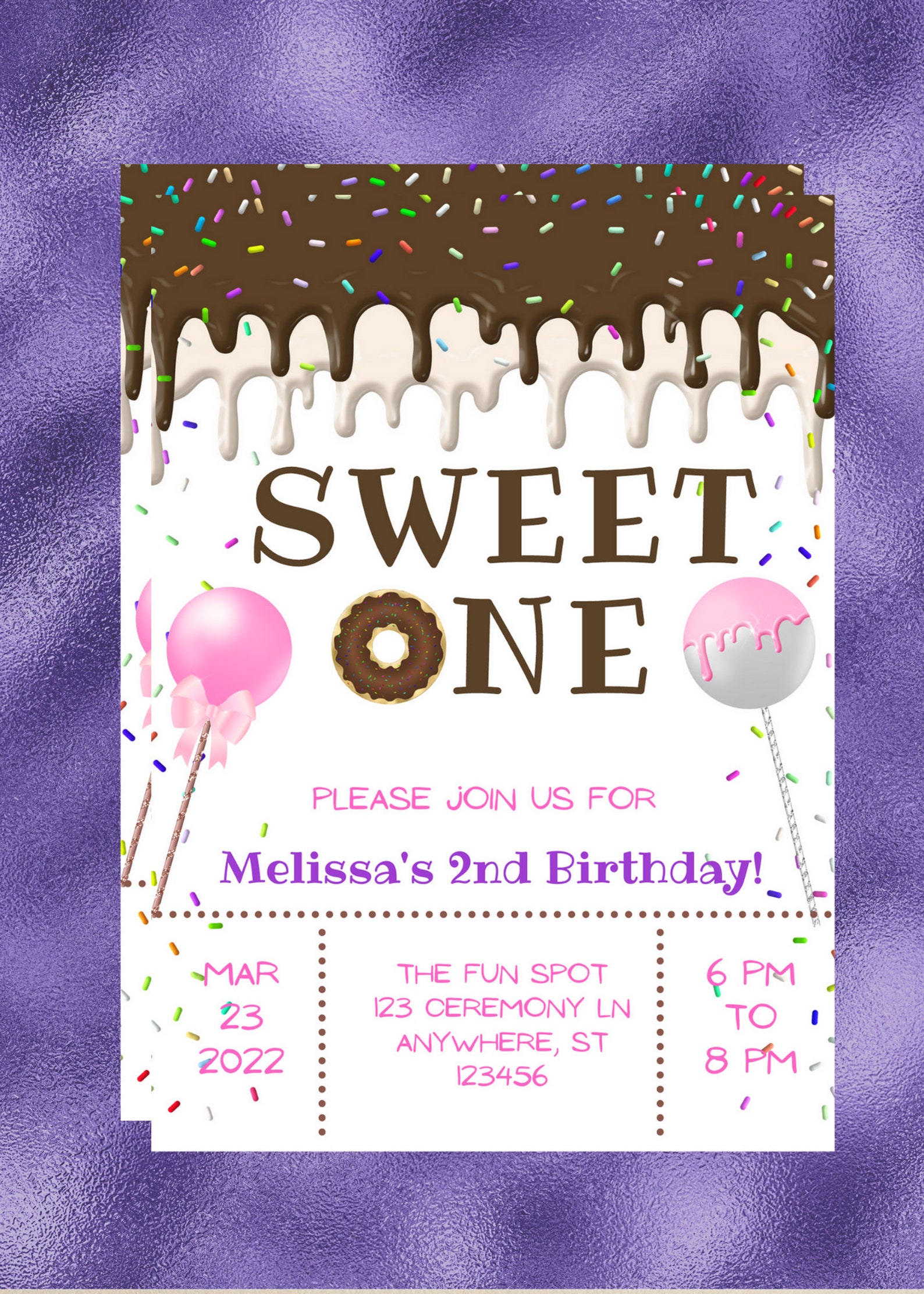 Editable Sweet One Birthday Invitation Dripping Chocolate Etsy
