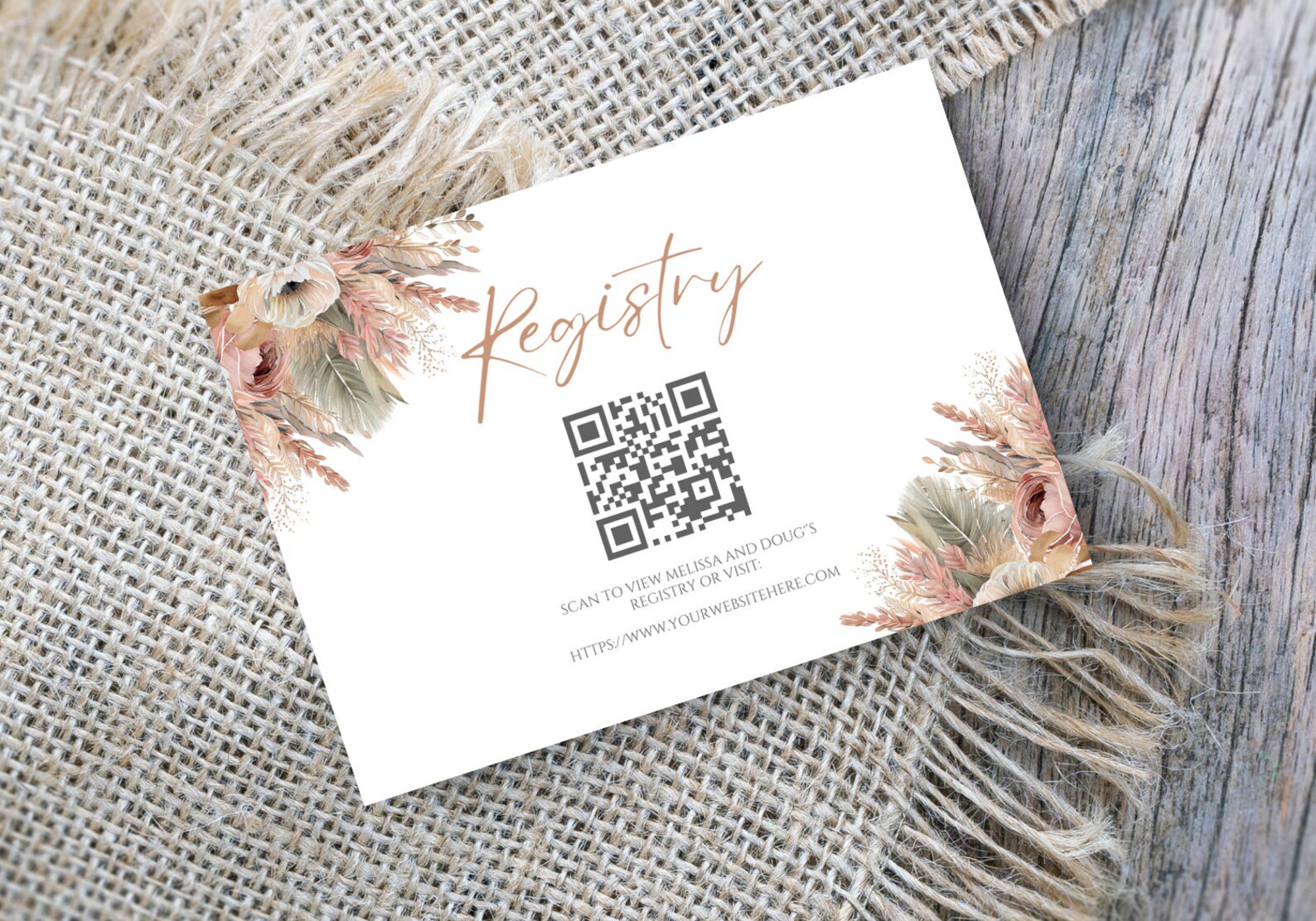Editable Registry Card With QR Code, Invitation Insert, Enclosure Card ...