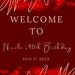 Editable Red and Gold Birthday Welcome Sign, Birthday Party Welcome ...