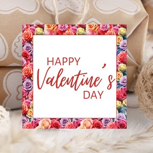 Printable Valentines Gift Tags, Valentine Favor Tags, Valentine&#39;s Day Gift Sticker, Instant Download, Non-Editable