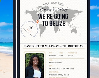 Birthday Passport Invitation, Destination Birthday Invitation, Editable, Travel Theme Invitation, Trip Birthday, Print at Home, Text Invite