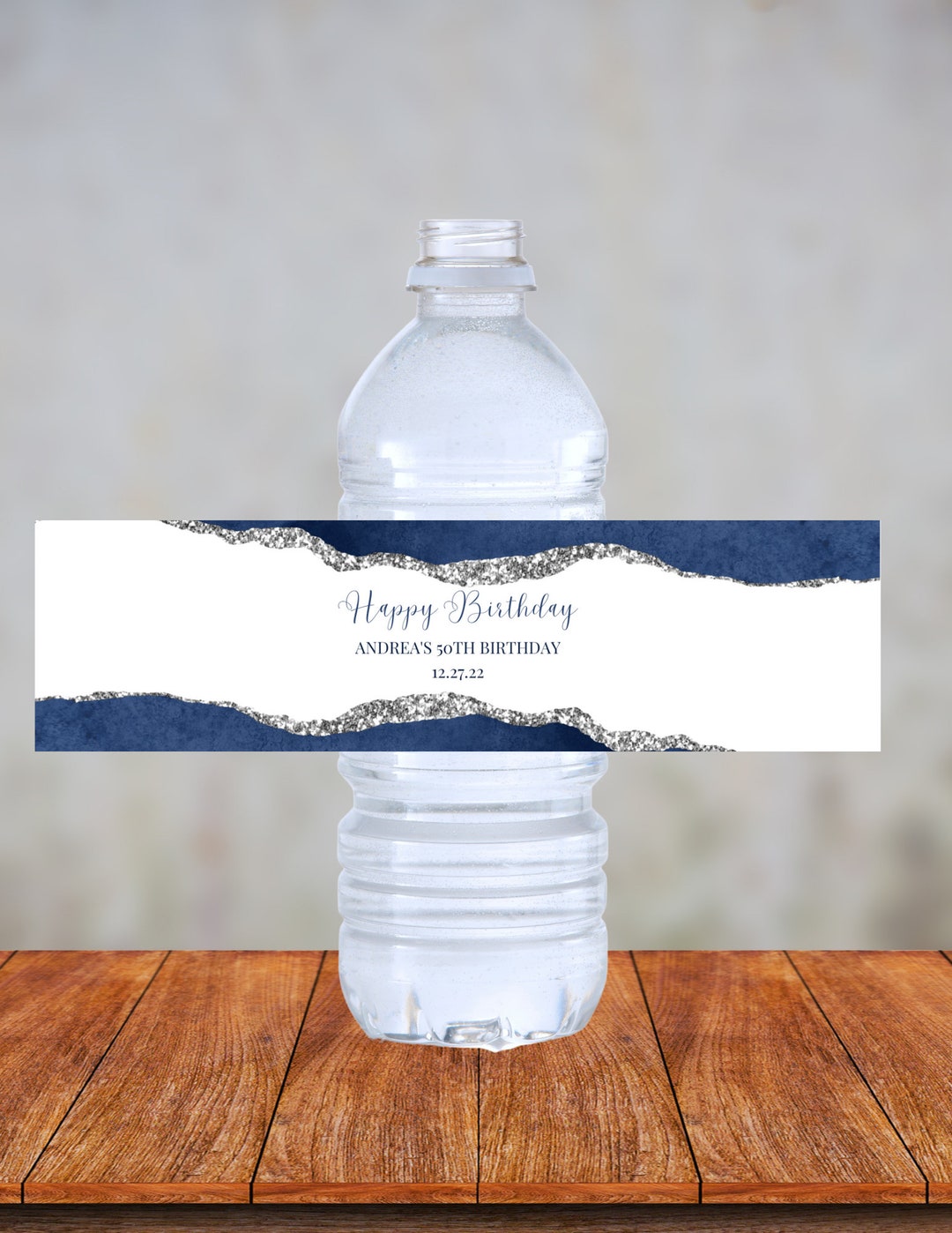 30 Etichette Adesive Per Bottiglie Acqua Baby Shower – Tema Neonato Blu, 8.5x2.5 Pollici