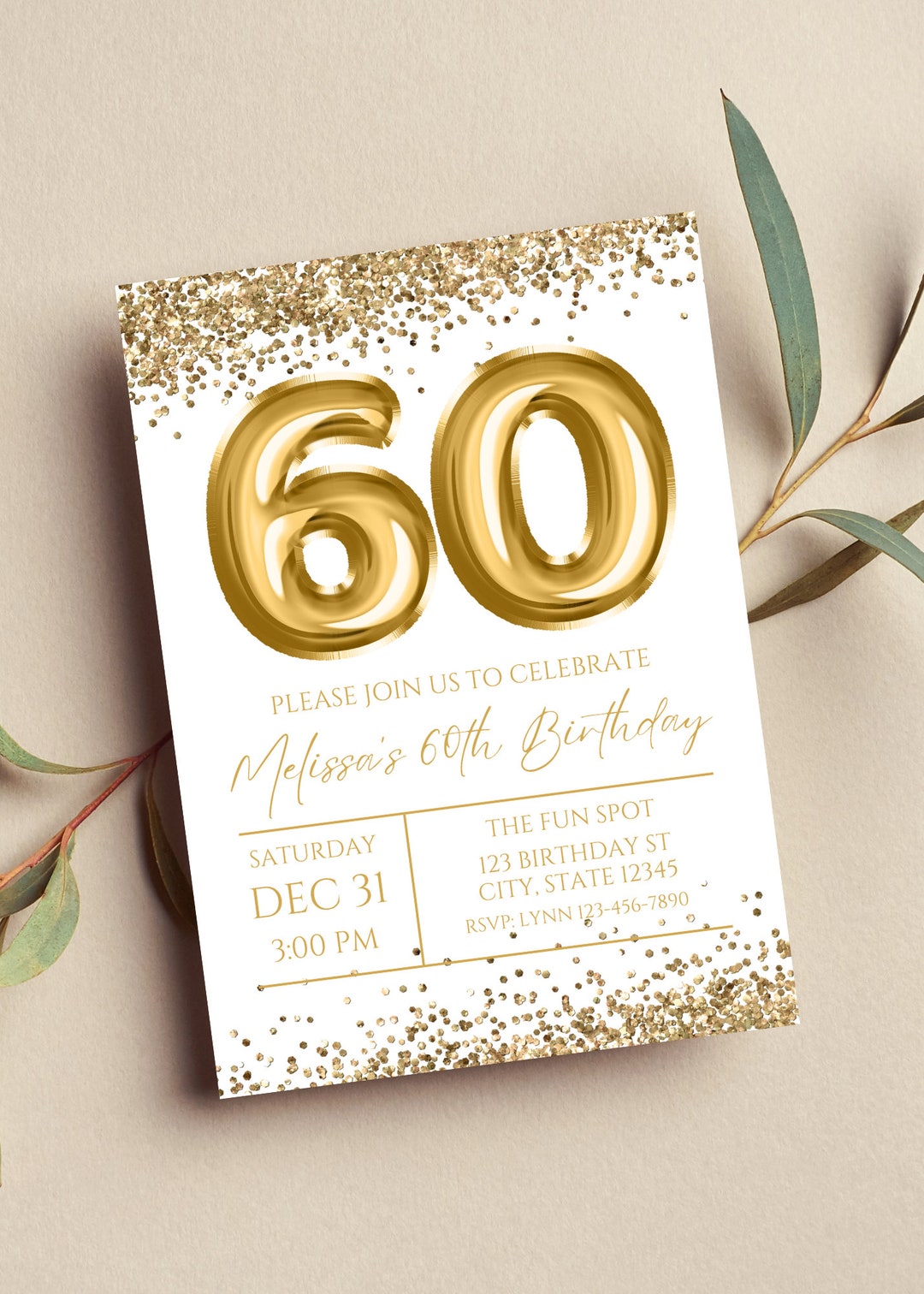 Sixtylicious Banner Glitterato Dorato 60° Compleanno E Anniversario - Decorazioni Festa 60 Anni