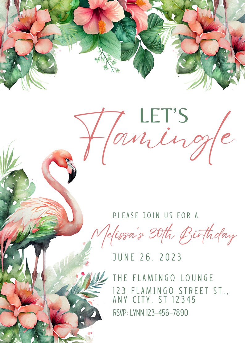 Editable Lets Flamingle Birthday Invitation, Flamingo Invite, Printable ...