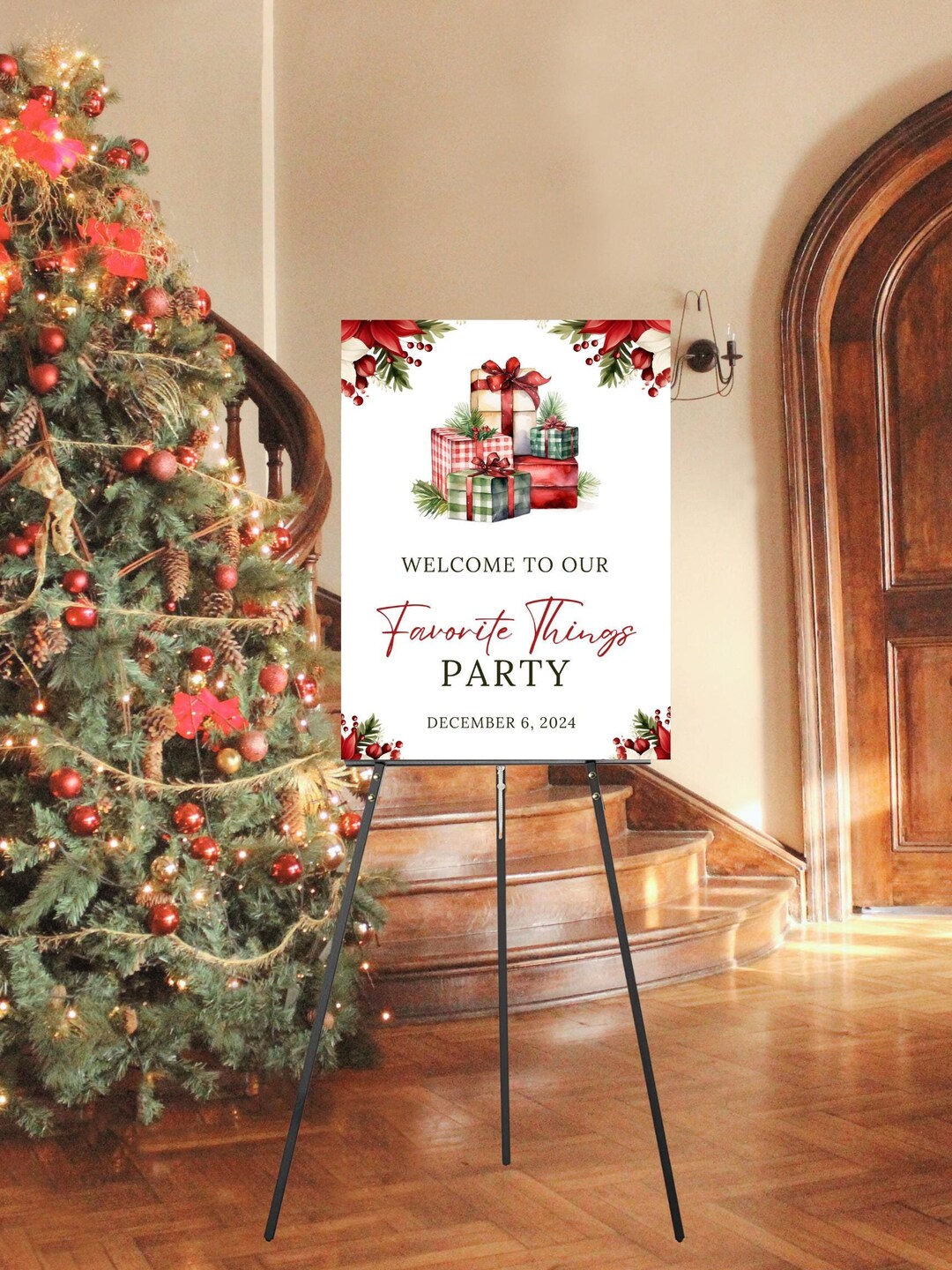 Editable Favorite Things Party Welcome Sign Holiday Party Entrance Sign ...