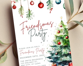 Editable Friendsmas Party Invitation, Printable or Digital Invite