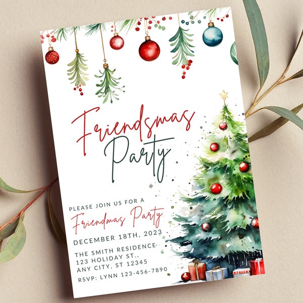 Editable Friendsmas Party Invitation, Printable or Digital Invite