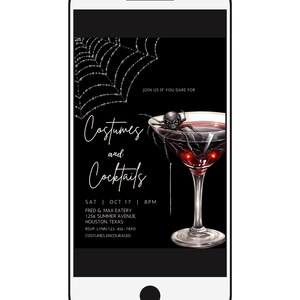 Editable Costumes and Cocktails Invitation Adult Halloween Party ...