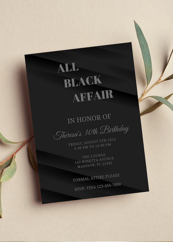 All Black Affair Invitation, Elegant Party Invite (printable or Digital) -  Etsy Hong Kong